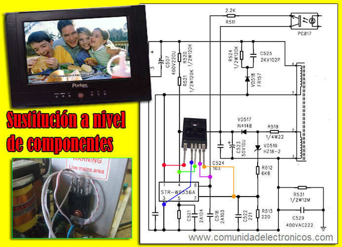 Reemplazo de circuito integrado STR-W6556 